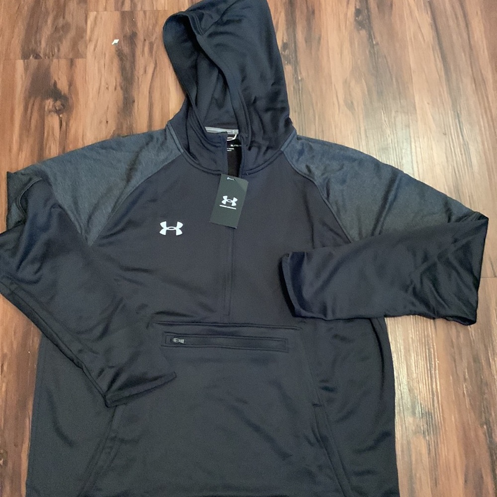 Under Armour Loose Fit Mens Full Zip Men Hoodie Black/Grey XL - Picture 2 of 10